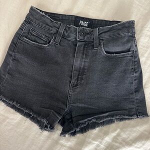 PAIGE denim high waisted shorts. Washed black